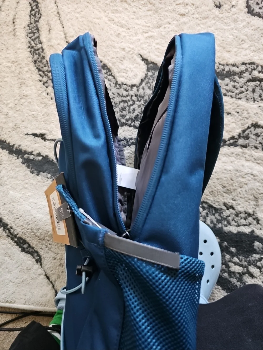 The North Face Jester Backpack in Blue with Light Blue Bungee
